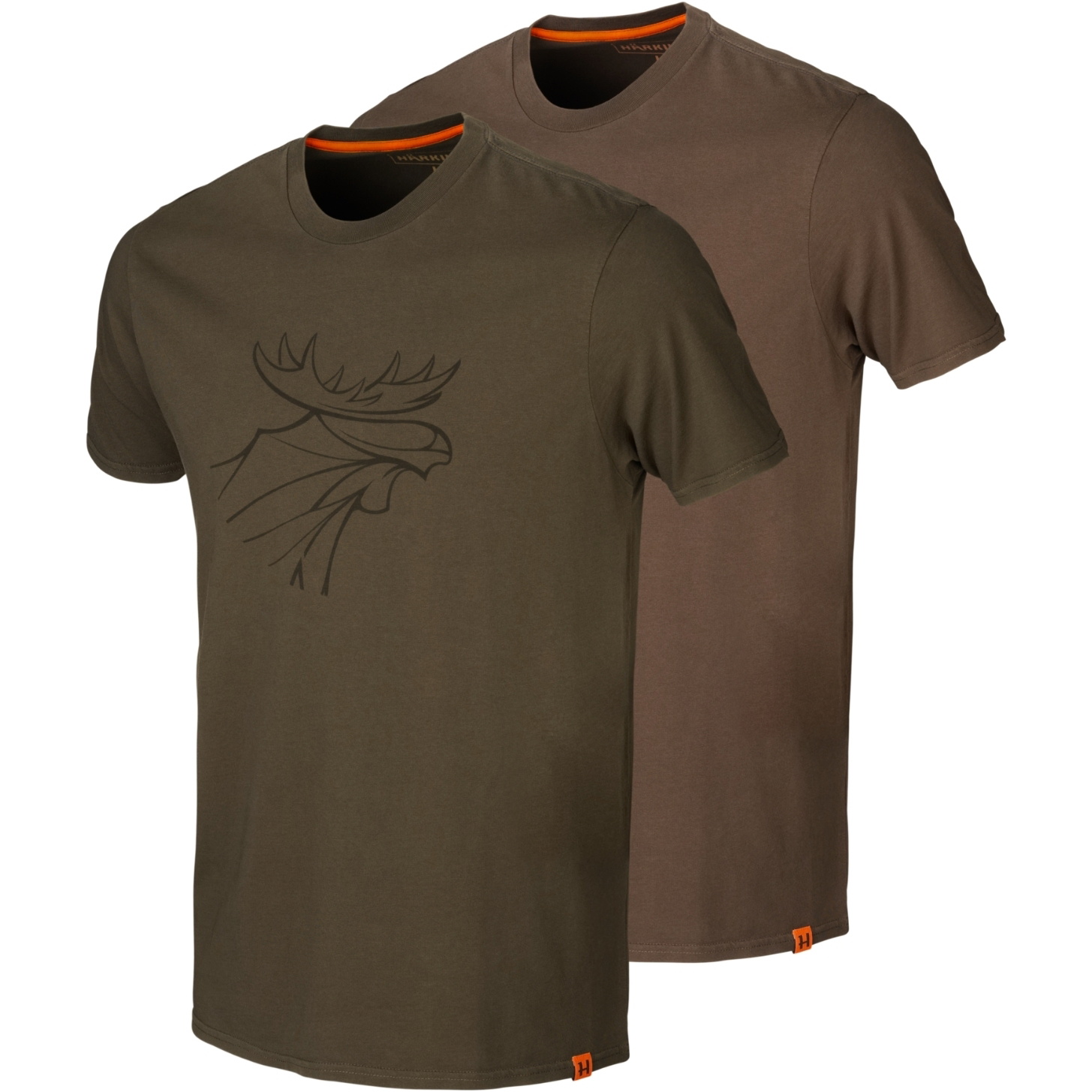 Harkila Herren Grafik T - Shirt 2 - Pack 16010495804 - Willow Green / Schiefer Braun